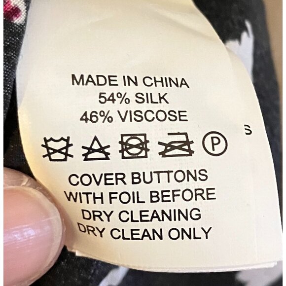 Kate Spade Womens Swan Print Silk Blend Shirtdress Dress Size XL Black SP EXC - Picture 10 of 12